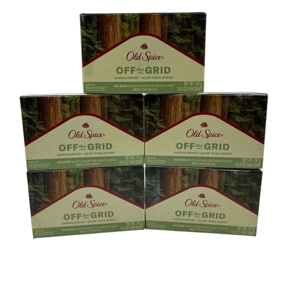 Old Spice Off The Grid Bar Soap Sandalwood & Aloe Vera 5oz Lot Of 5